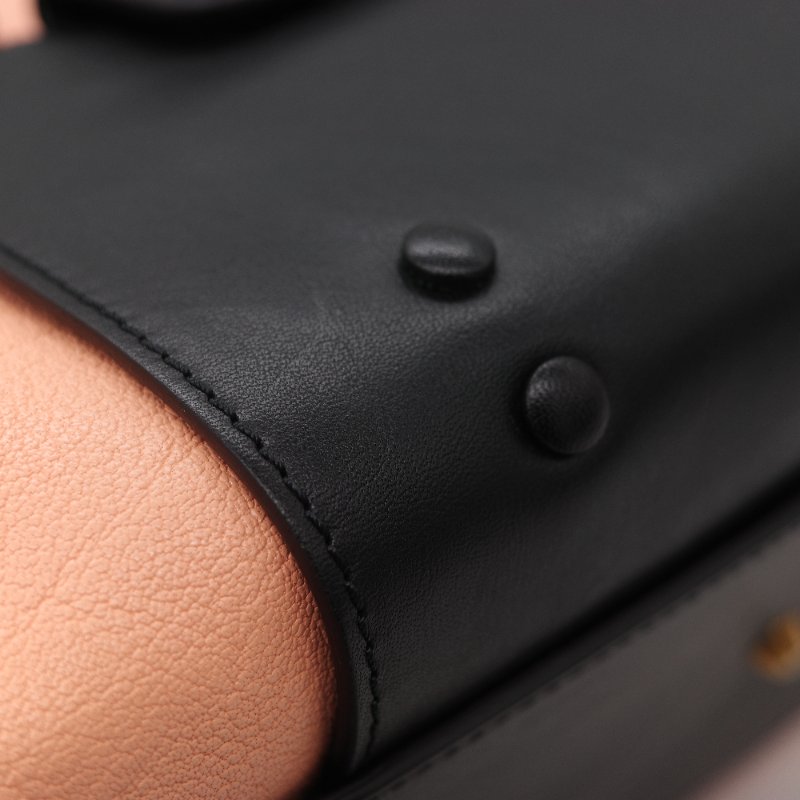 Chloé 蔻依 粉橘色 黑色牛皮 手提包 斜挎包-15