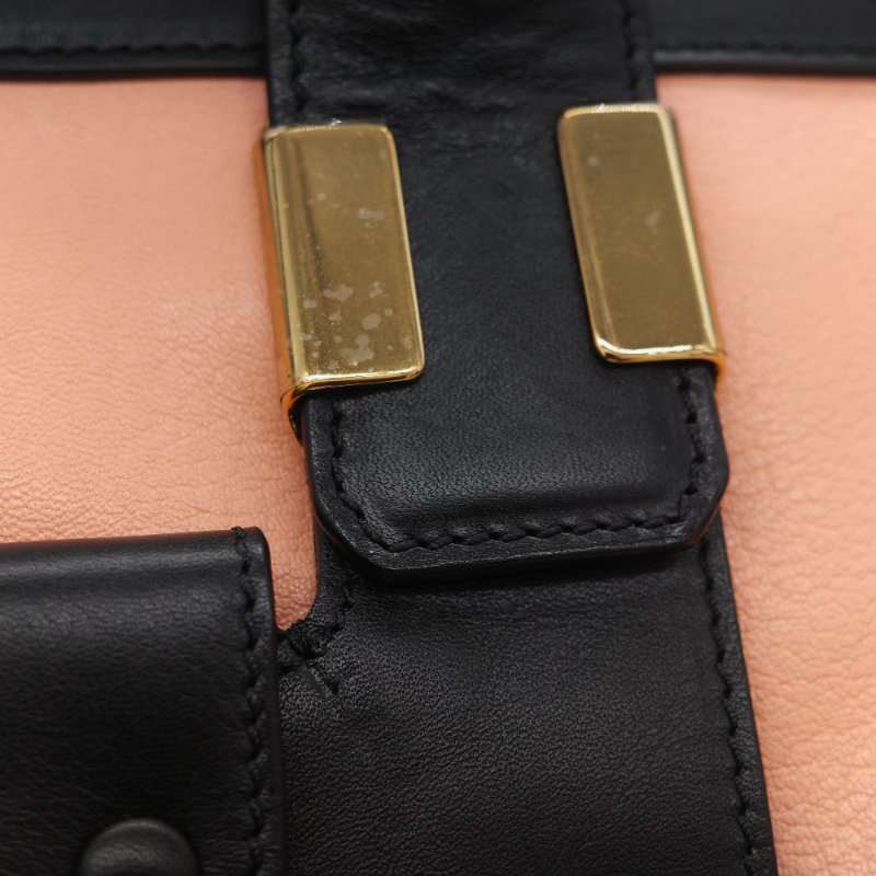 Chloé 蔻依 粉橘色 黑色牛皮 手提包 斜挎包-18