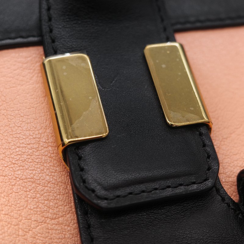 Chloé 蔻依 粉橘色 黑色牛皮 手提包 斜挎包-19