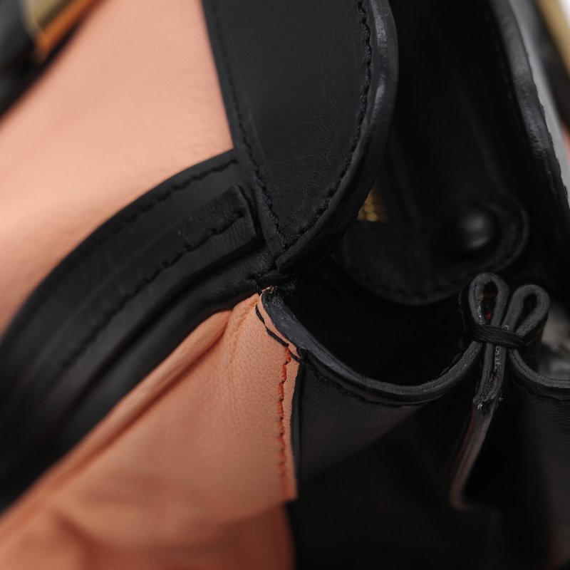 Chloé 蔻依 粉橘色 黑色牛皮 手提包 斜挎包-20