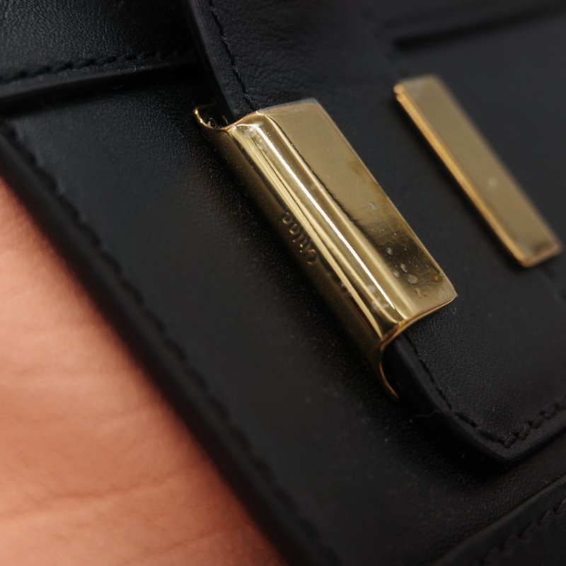 Chloé 蔻依 粉橘色 黑色牛皮 手提包 斜挎包-21