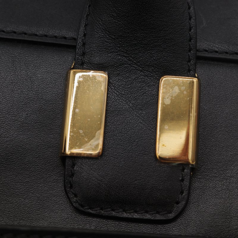 Chloé 蔻依 粉橘色 黑色牛皮 手提包 斜挎包-23