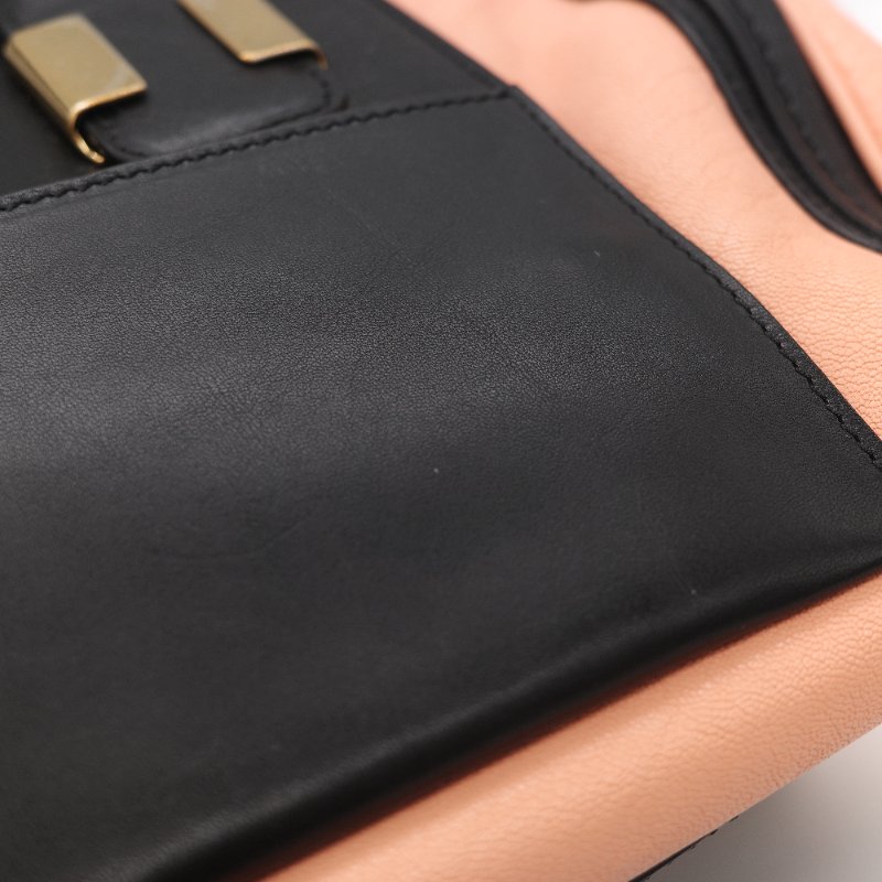 Chloé 蔻依 粉橘色 黑色牛皮 手提包 斜挎包-25