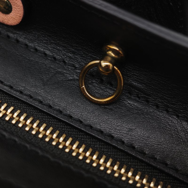 Chloé 蔻依 粉橘色 黑色牛皮 手提包 斜挎包-31