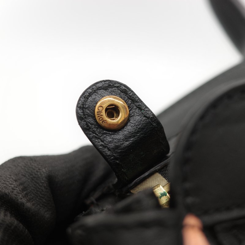 Chloé 蔻依 粉橘色 黑色牛皮 手提包 斜挎包-35