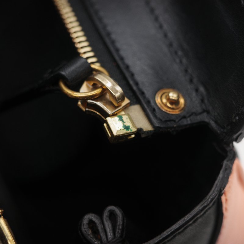 Chloé 蔻依 粉橘色 黑色牛皮 手提包 斜挎包-36