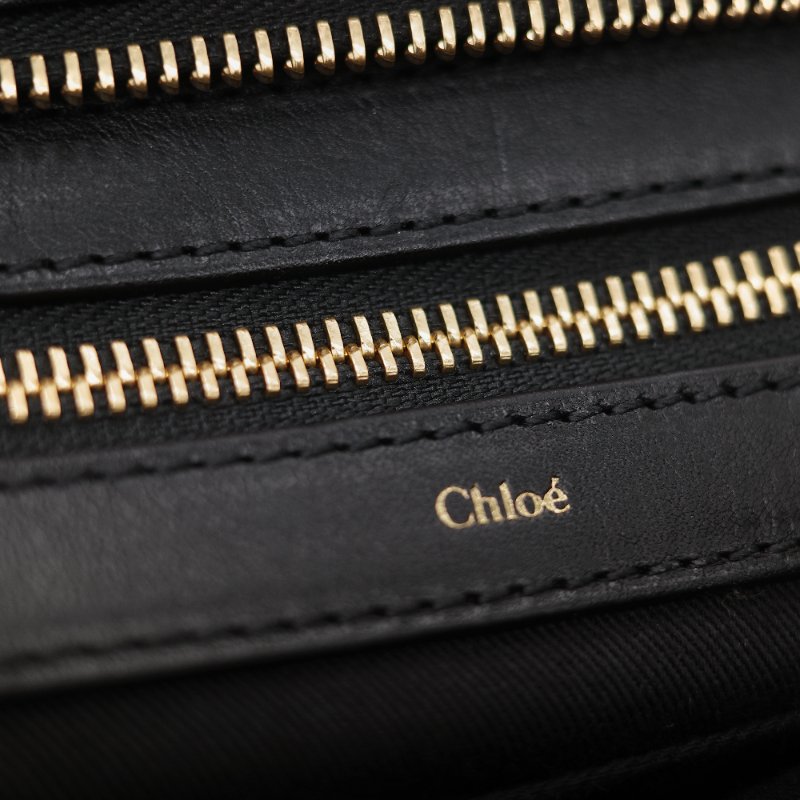 Chloé 蔻依 粉橘色 黑色牛皮 手提包 斜挎包-40