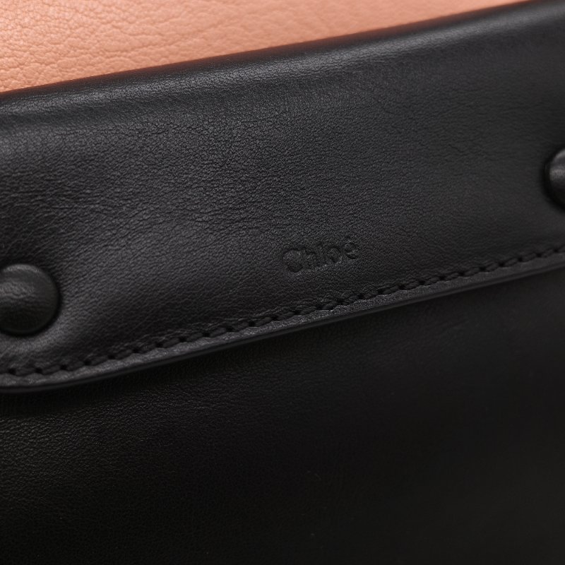 Chloé 蔻依 粉橘色 黑色牛皮 手提包 斜挎包-49