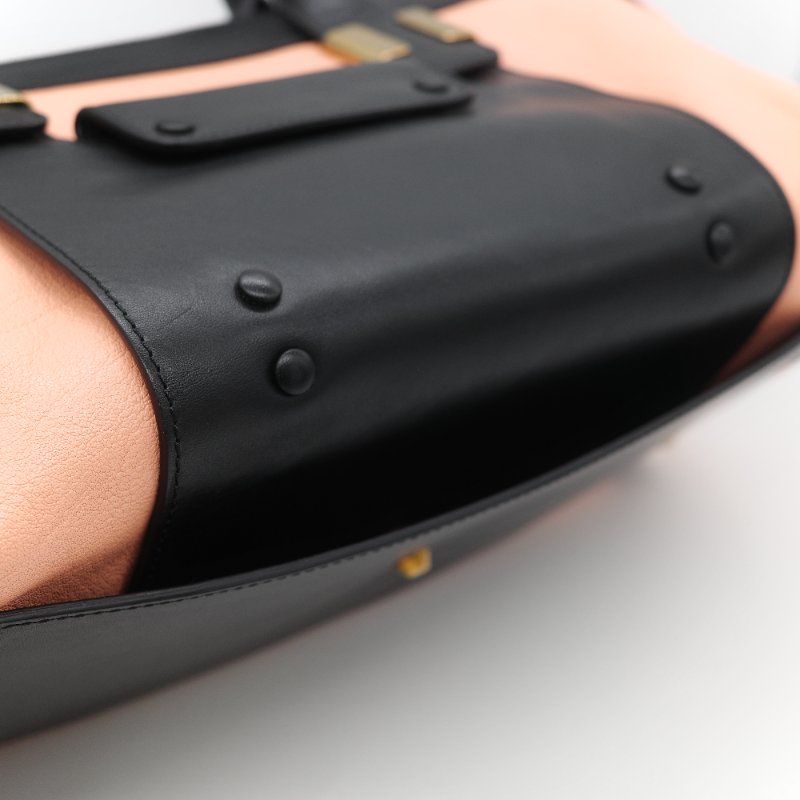 Chloé 蔻依 粉橘色 黑色牛皮 手提包 斜挎包-53