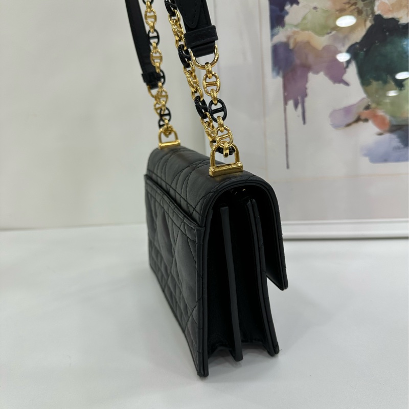 Dior/迪奧 Miss Caro 新款 黑金琺瑯鏈條包 尺寸18*12*5.5cm,黑色羊皮菱格紋 金色鏈條-3