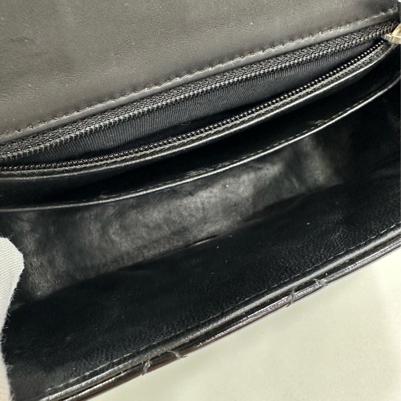 Chanel 香奈兒 黑銀漆皮方胖子鏈包16開-7