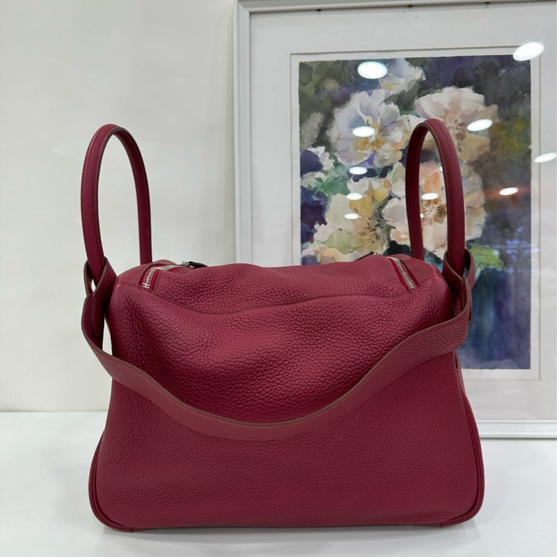 愛馬仕 石榴紅 銀扣lindy34框R刻 TC皮-2