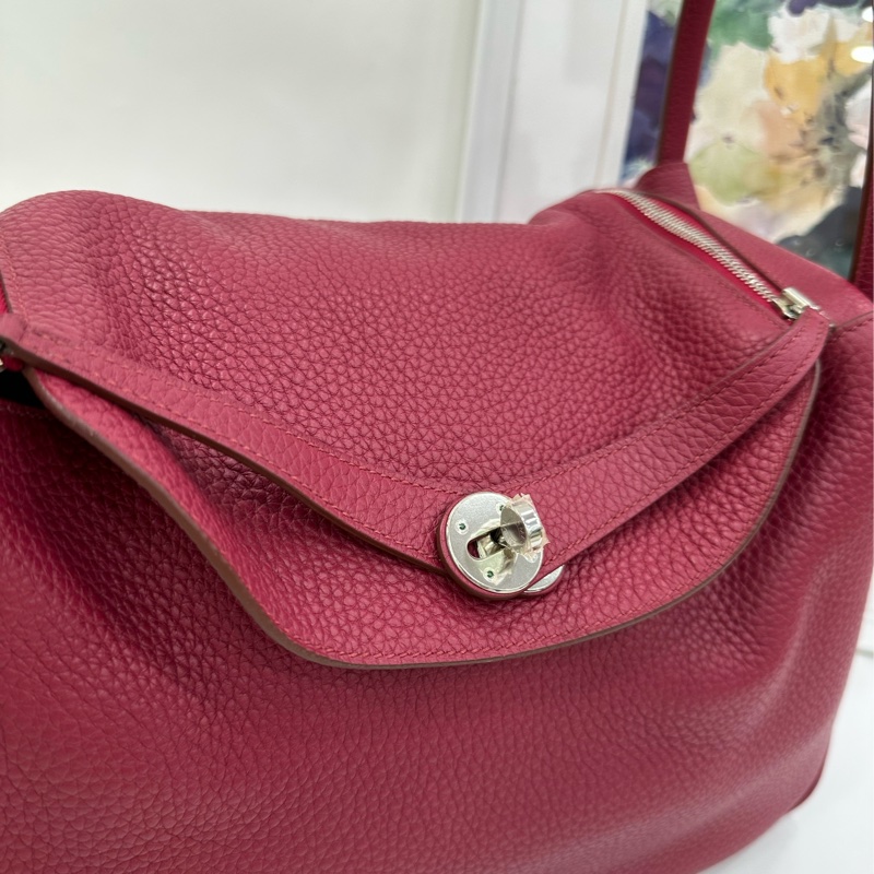 愛馬仕 石榴紅 銀扣lindy34框R刻 TC皮-6