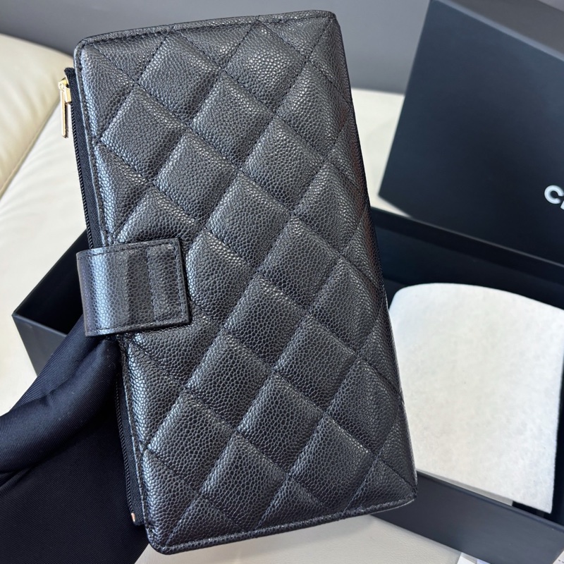 【近新閒置品】香奈兒 Chanel 25P黑金荔枝紋牛皮長款錢包 芯片款-2