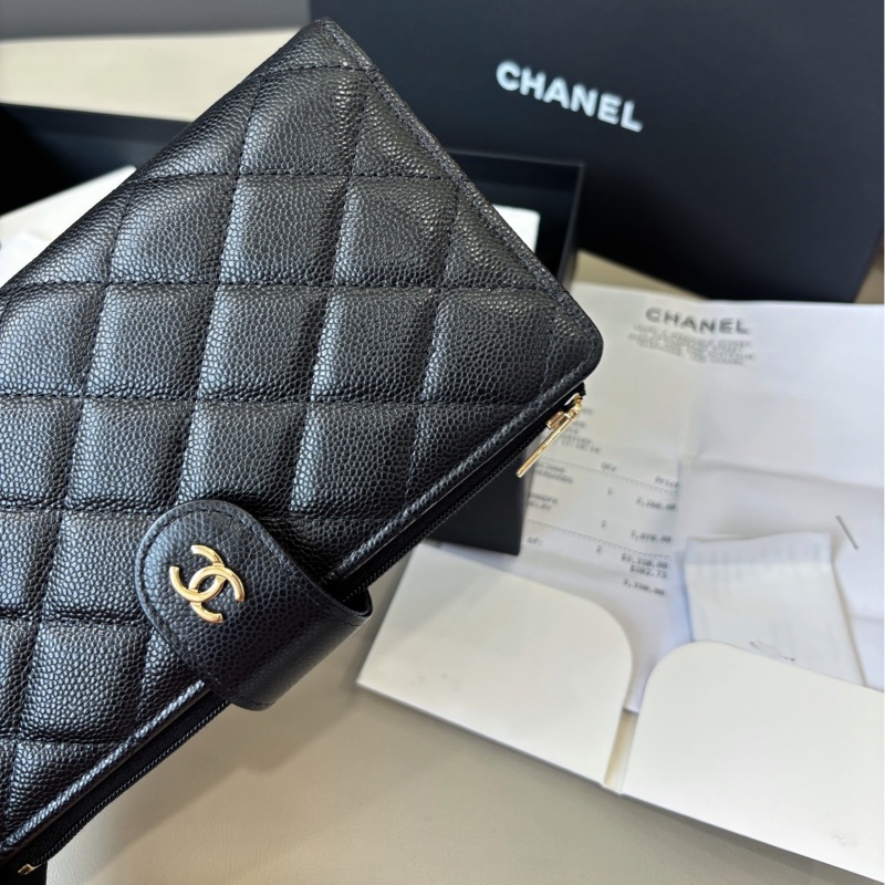 【近新閒置品】香奈兒 Chanel 25P黑金荔枝紋牛皮長款錢包 芯片款-3