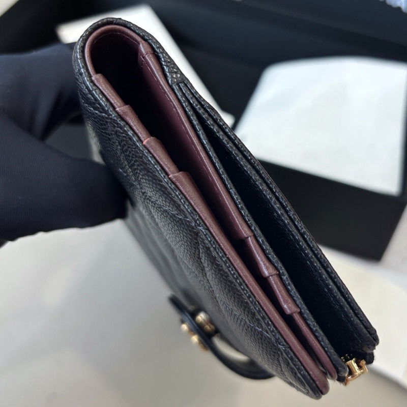 【近新閒置品】香奈兒 Chanel 25P黑金荔枝紋牛皮長款錢包 芯片款-5