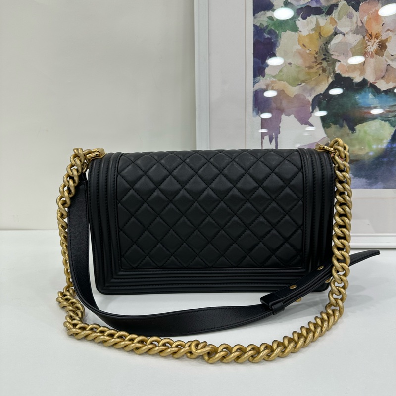 Chanel香奈兒 leboy中號 黑金小牛皮 21晶片款 有購證-2