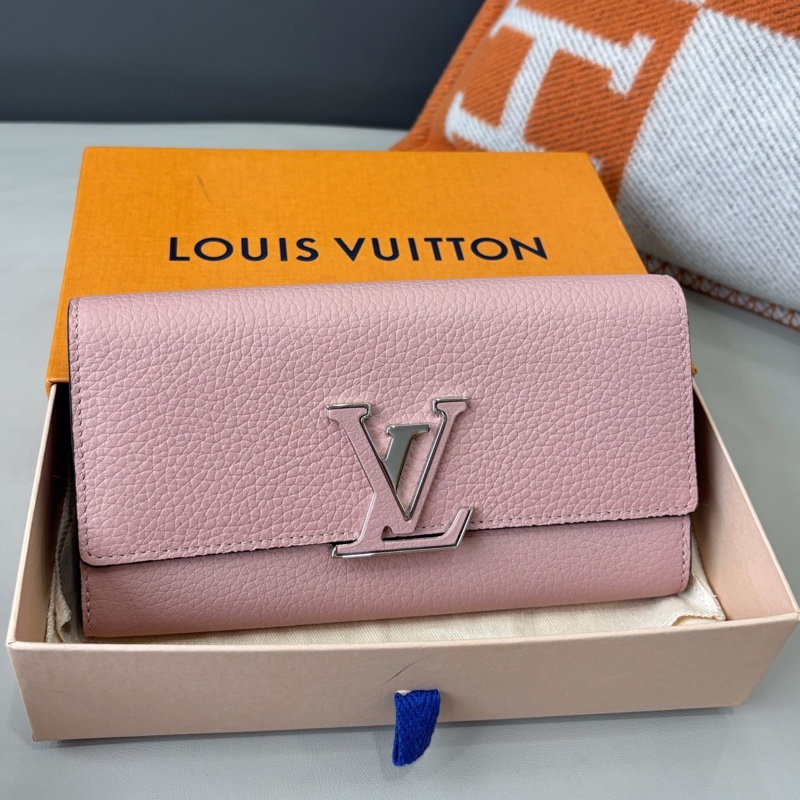 【近新閒置品】Louis Vuitton路易威登 LV Capucines系列粉色全皮長款錢包長夾-0