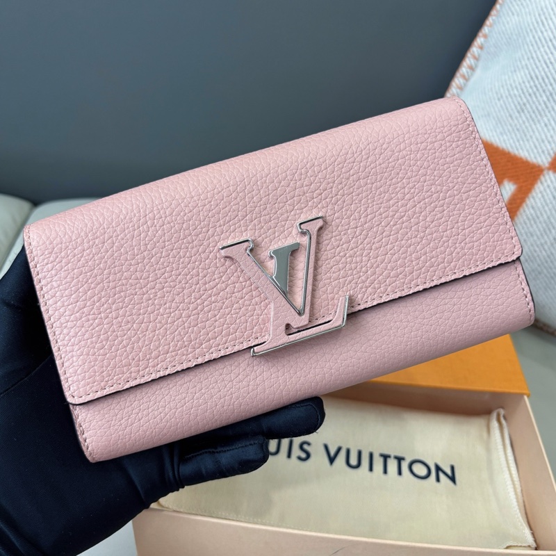 【近新閒置品】Louis Vuitton路易威登 LV Capucines系列粉色全皮長款錢包長夾-1