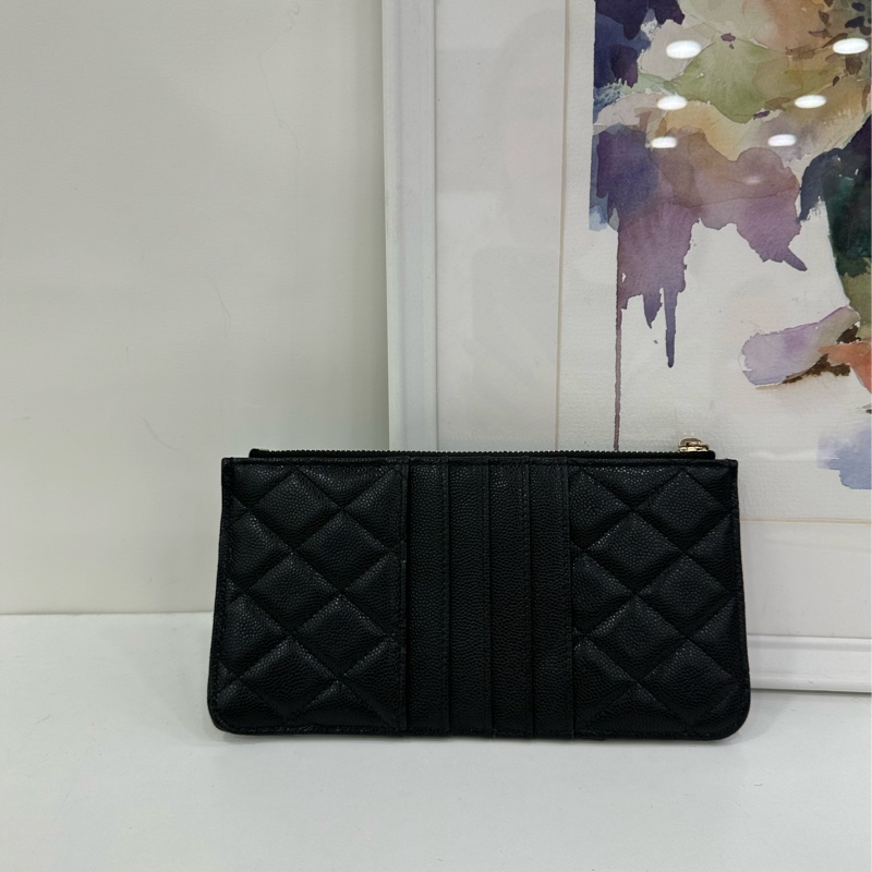 Chanel香奈兒黑色荔枝皮皮夾,卡包 29開-2