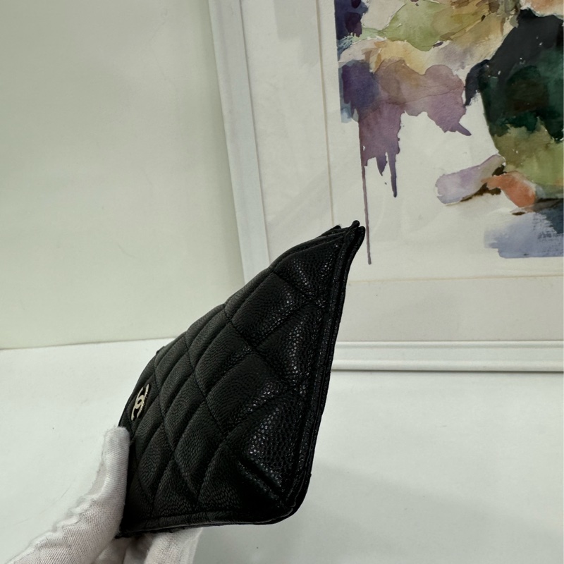 Chanel香奈兒黑色荔枝皮皮夾,卡包 29開-4
