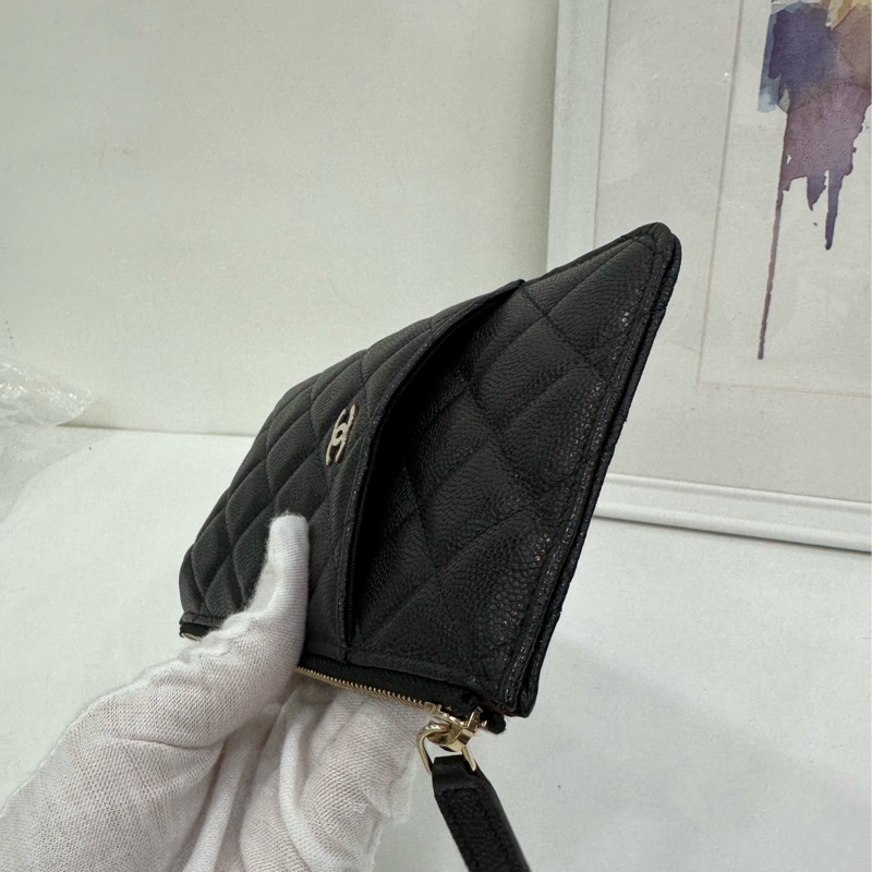 Chanel香奈兒黑色荔枝皮皮夾,卡包 29開-5