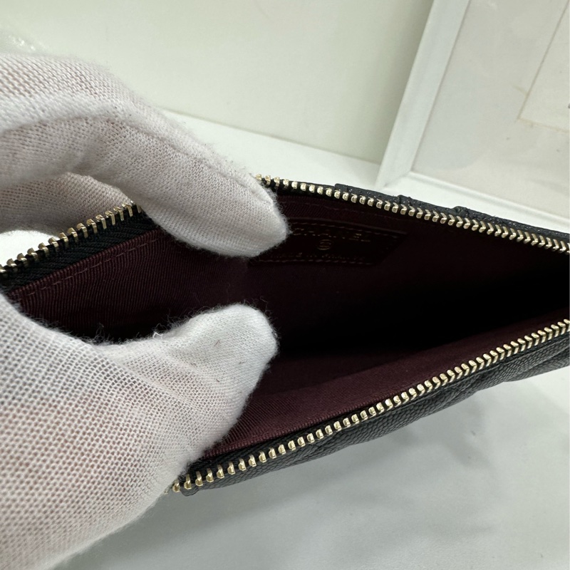 Chanel香奈兒黑色荔枝皮皮夾,卡包 29開-6