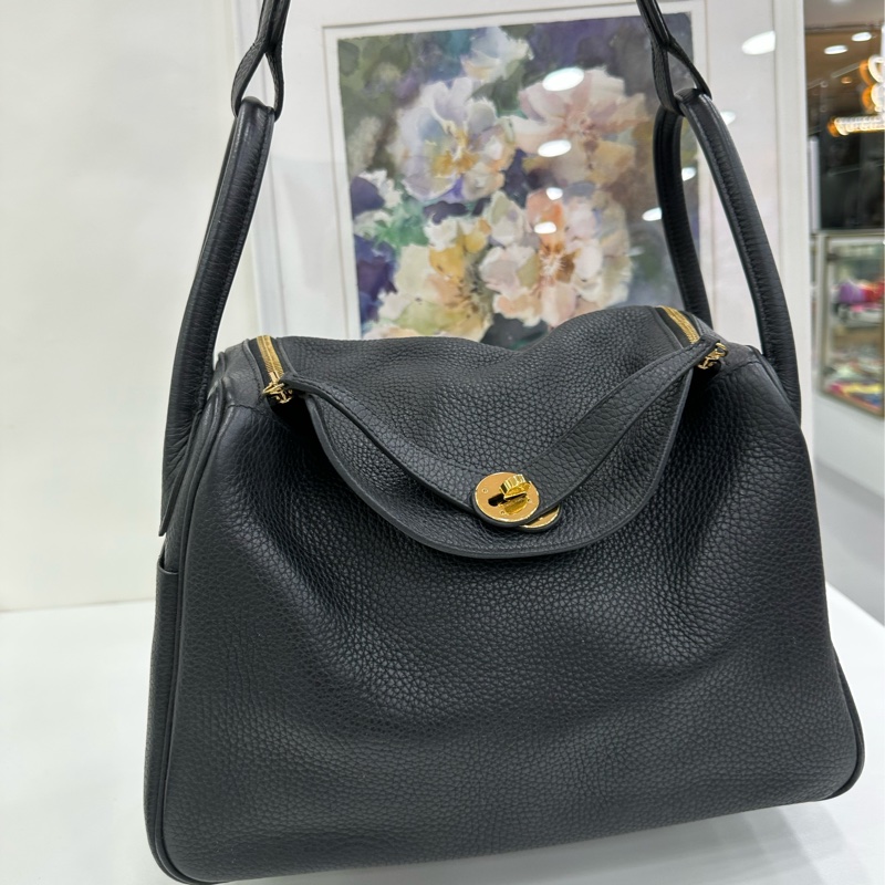 Hermes 愛馬仕 林黛玉30 黑金 Tc皮 D刻 有購證-6