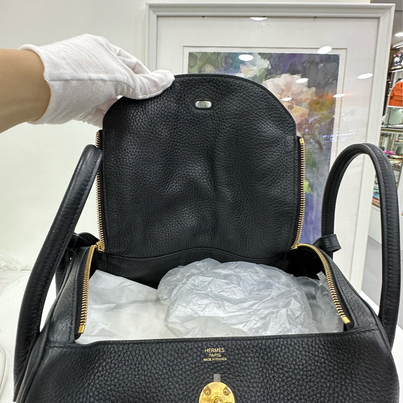 Hermes 愛馬仕 林黛玉30 黑金 Tc皮 D刻 有購證-7