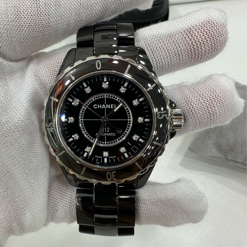 CHANEL香奈兒 J12系列 腕錶 自動機械機芯 陶瓷精鋼錶帶 黑色鑽刻錶盤 男女同款 38錶盤-5