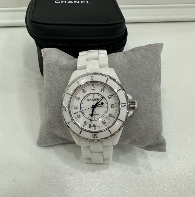 Chanel 香奈兒J12白陶瓷自動機械錶 鑽刻 白色陶瓷 38mm-1