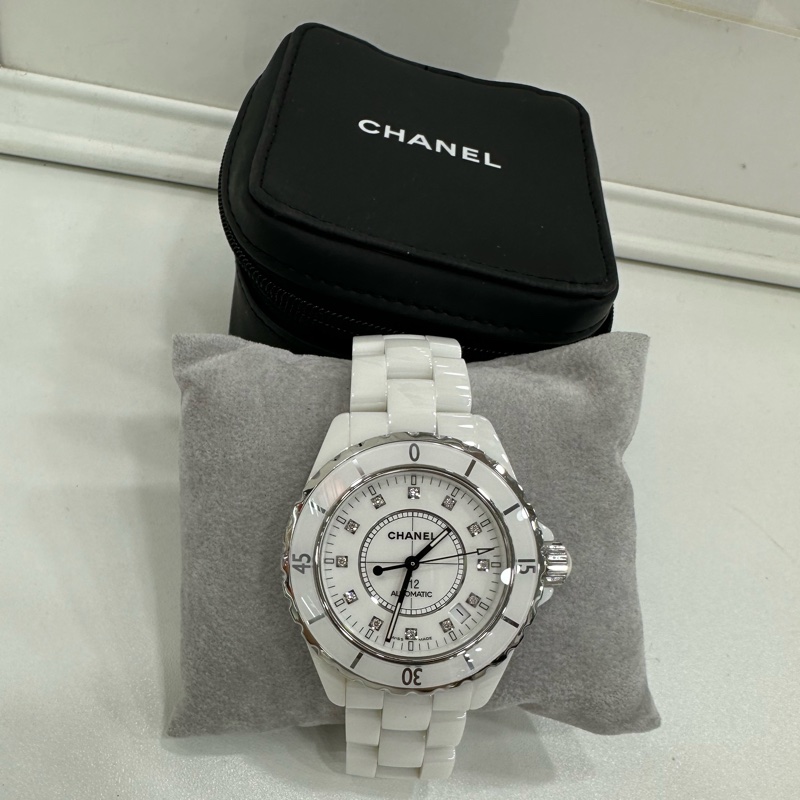 Chanel 香奈兒J12白陶瓷自動機械錶 鑽刻 白色陶瓷 38mm-4