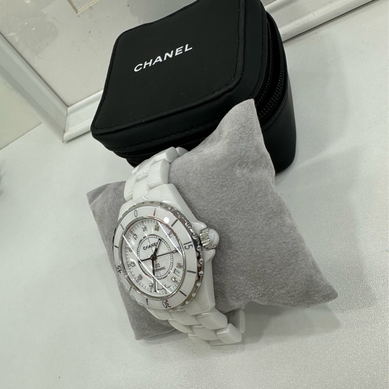 Chanel 香奈兒J12白陶瓷自動機械錶 鑽刻 白色陶瓷 38mm-5