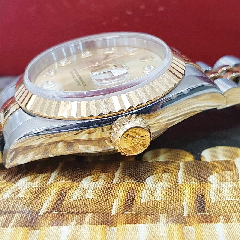 【大眾名錶】ROLEX勞力士69173 Datejust 蠔式女錶 經典太陽圈 新包台 金色十鑽面盤 大眾名錶G237-5