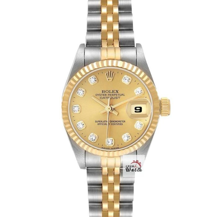 【大眾名錶】ROLEX勞力士69173 Datejust 蠔式女錶 經典太陽圈 新包台 金色十鑽面盤 大眾名錶G237-0