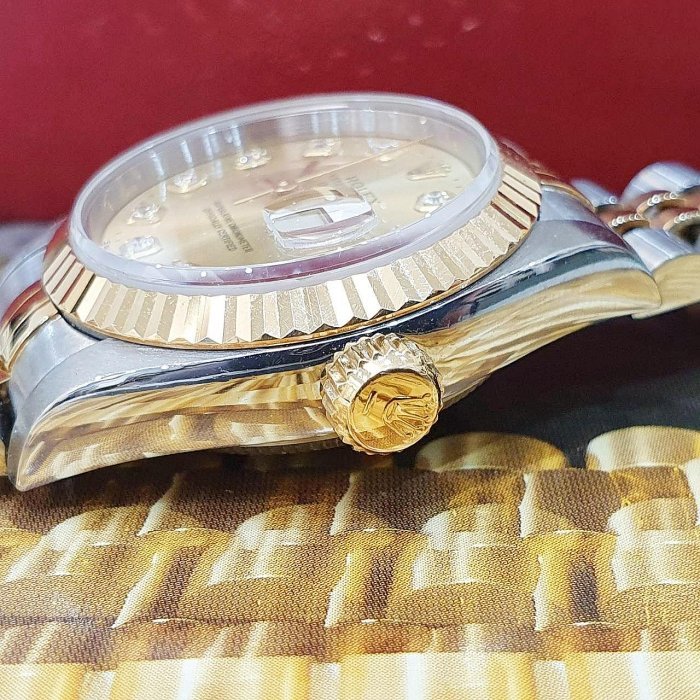 【大眾名錶】ROLEX勞力士69173 Datejust 蠔式女錶 經典太陽圈 新包台 金色十鑽面盤 大眾名錶G237-5