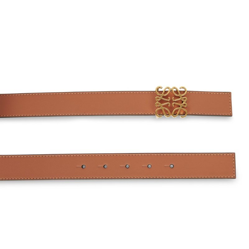 【LOEWE 羅威】Anagram 雙面 皮帶 2.8公分寬 棕褐色 黑色 金色-2