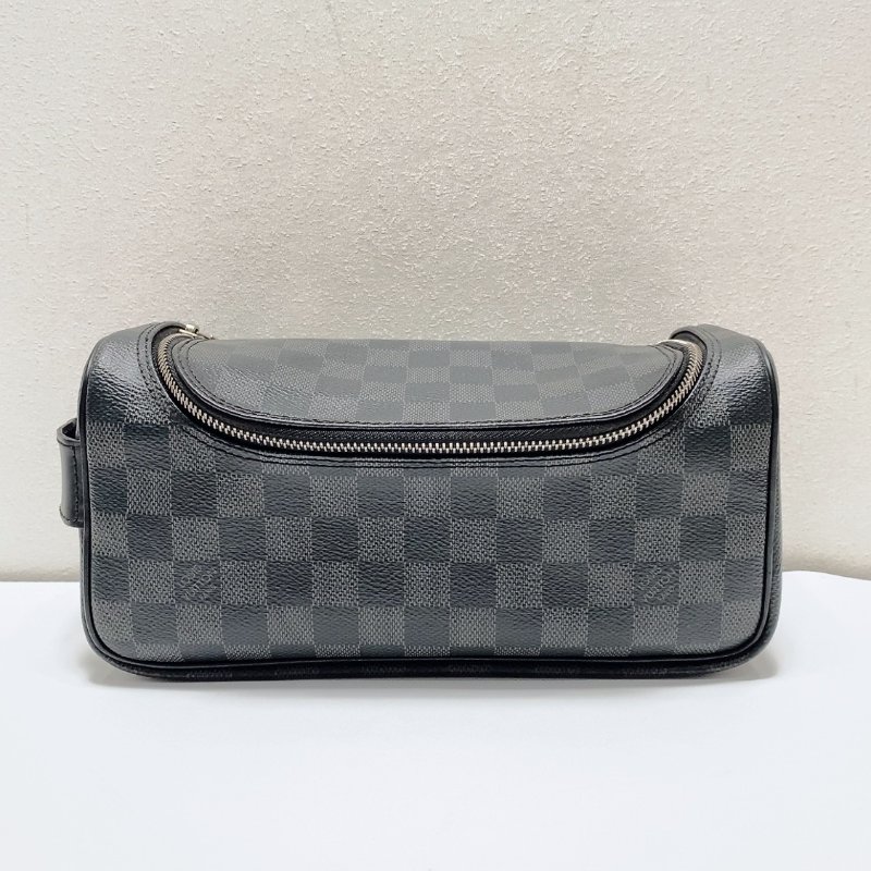 LV 黑色棋盤格手拿包盥洗收納包 25×10×12cm 98新配件塵袋-1