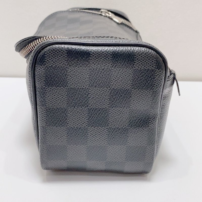LV 黑色棋盤格手拿包盥洗收納包 25×10×12cm 98新配件塵袋-2