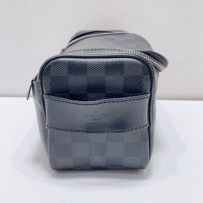 LV 黑色棋盤格手拿包盥洗收納包 25×10×12cm 98新配件塵袋-3