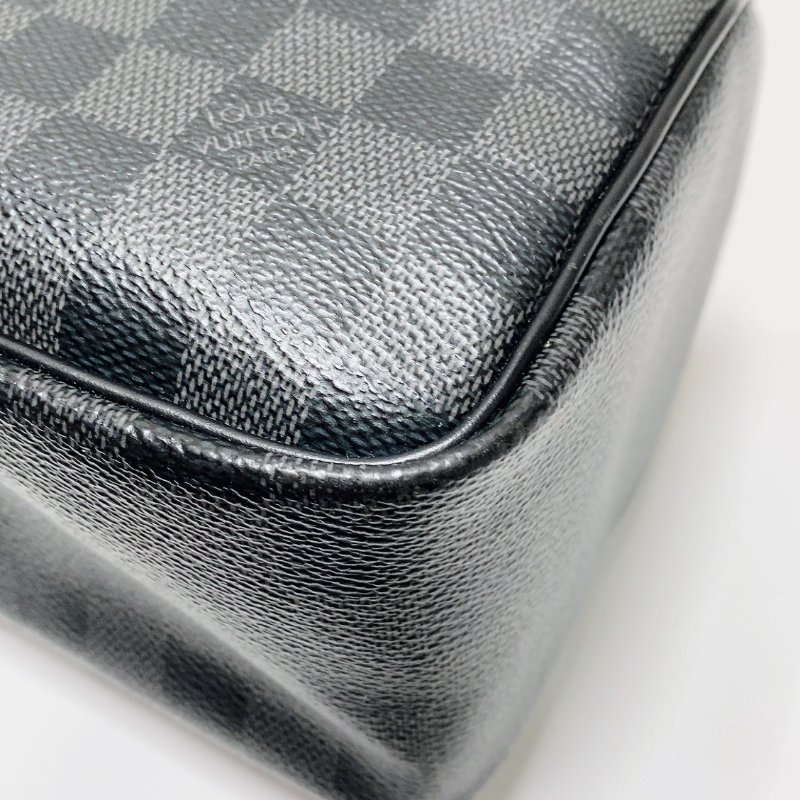 LV 黑色棋盤格手拿包盥洗收納包 25×10×12cm 98新配件塵袋-4