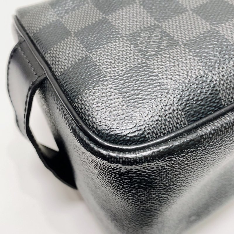 LV 黑色棋盤格手拿包盥洗收納包 25×10×12cm 98新配件塵袋-5
