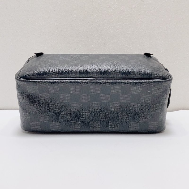 LV 黑色棋盤格手拿包盥洗收納包 25×10×12cm 98新配件塵袋-6
