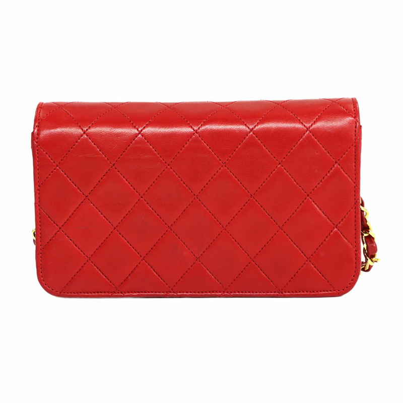 香奈兒 Matelasse 鏈條肩背包,羊皮材質,紅色,金色五金配件-2