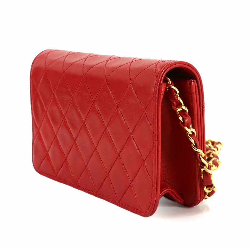 香奈兒 Matelasse 鏈條肩背包,羊皮材質,紅色,金色五金配件-3