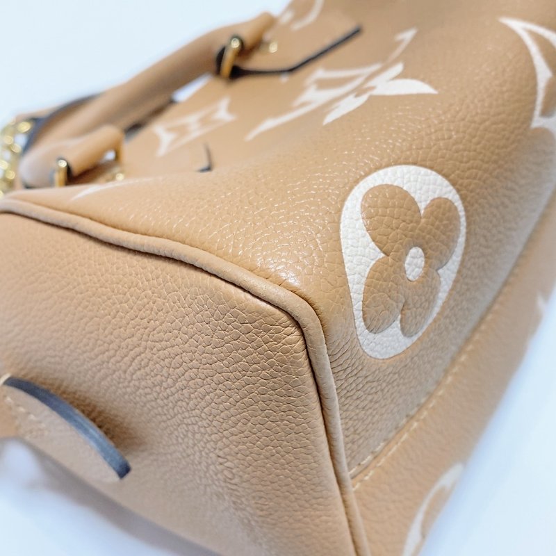 ️lv speedy20奶茶色牛皮壓紋 手提肩背斜背芯片款 20 ×11×17cm 98新配件塵袋-5
