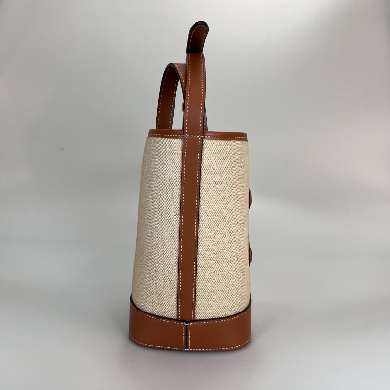 CELINE 帆布拚皮革水桶包 小號-2