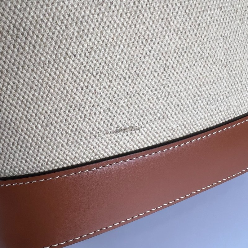 CELINE 帆布拚皮革水桶包 小號-7