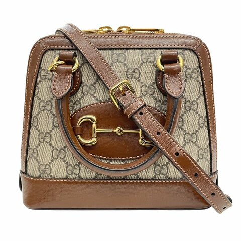 GUCCI 古馳 640716 HORSEBIT 1955 兩用肩背包 PVC帆布 老花 棕色 金釦