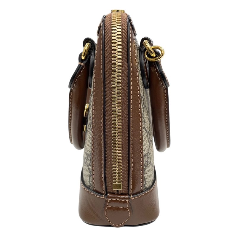 GUCCI 古馳 640716 HORSEBIT 1955 兩用肩背包 PVC帆布 老花 棕色 金釦-4